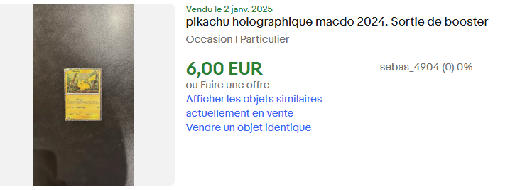pikachu holographique mcdonalds 2024